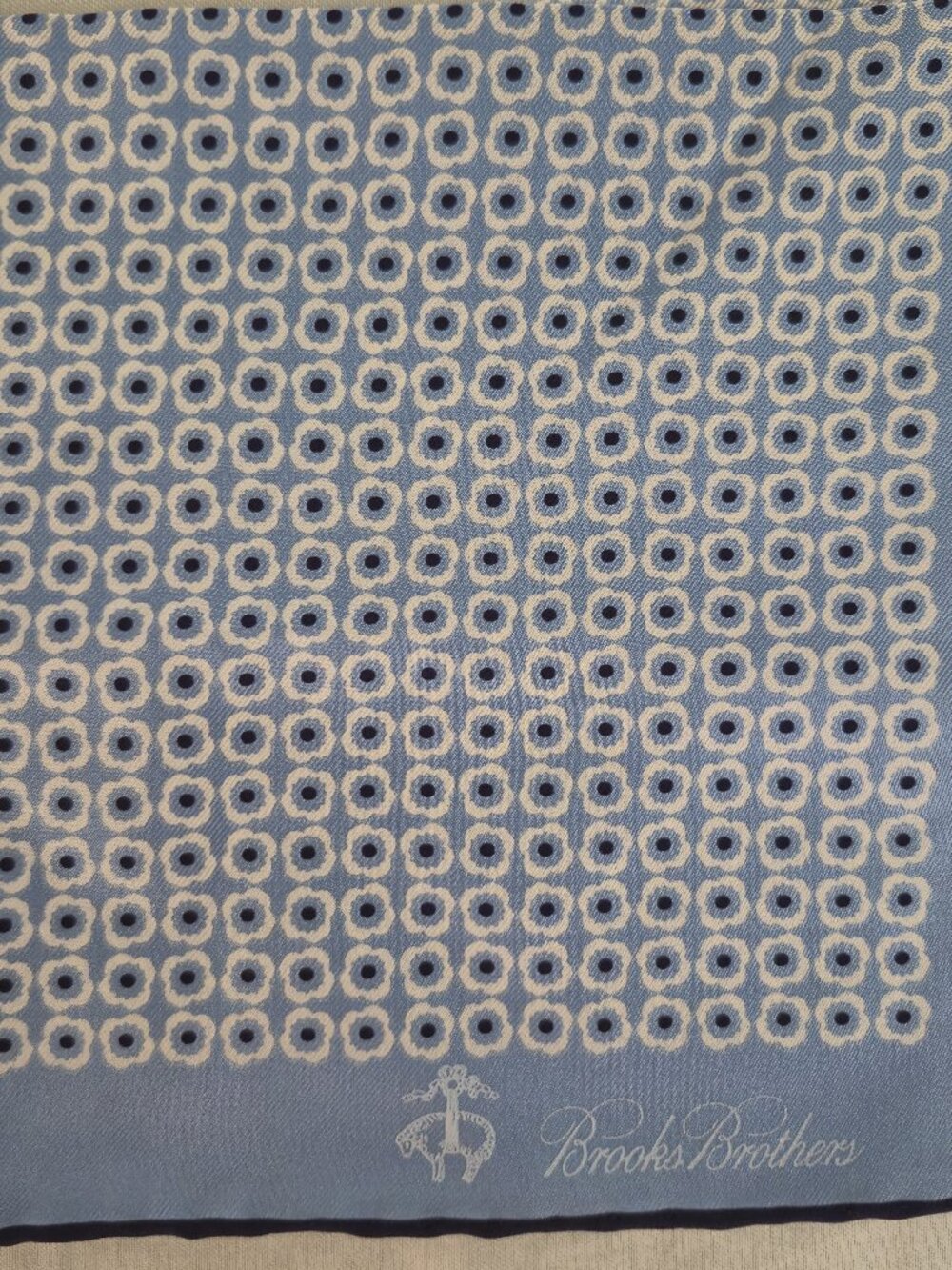New Brooks Brothers Silk Pocket Square Sky Blue Polka Dot Italy